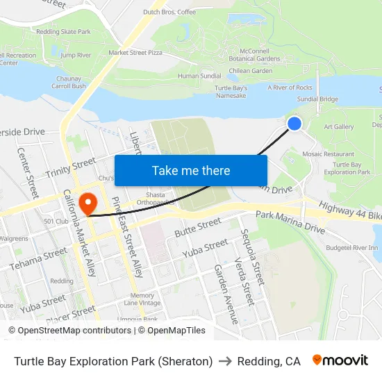 Turtle Bay Exploration Park (Sheraton) to Redding, CA map