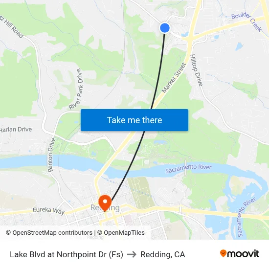 Lake Blvd at Northpoint Dr (Fs) to Redding, CA map