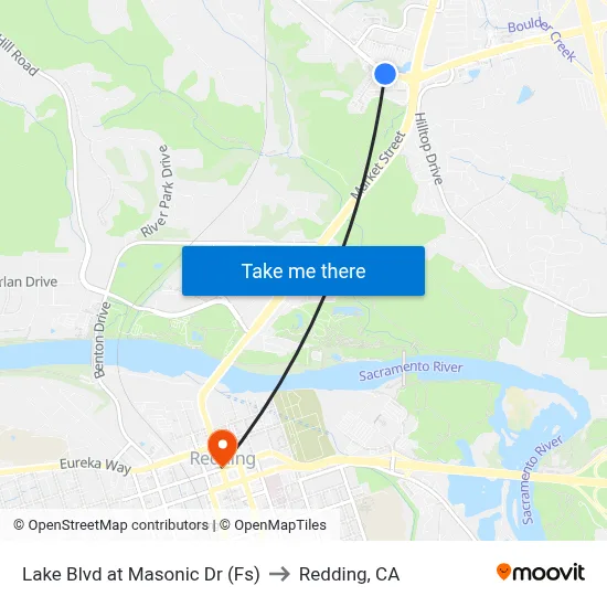 Lake Blvd at Masonic Dr (Fs) to Redding, CA map
