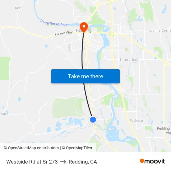 Westside Rd at Sr 273 to Redding, CA map