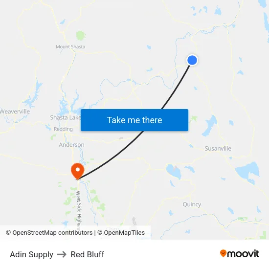 Adin Supply to Red Bluff map