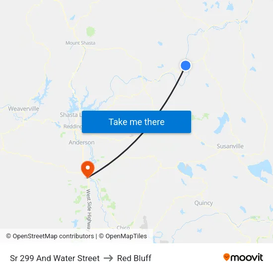Sr 299 And Water Street to Red Bluff map