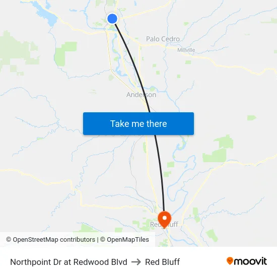 Northpoint Dr at Redwood Blvd to Red Bluff map
