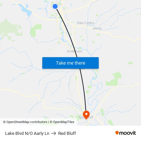 Lake Blvd N/O Aarly Ln to Red Bluff map