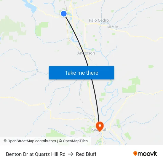 Benton Dr at Quartz Hill Rd to Red Bluff map