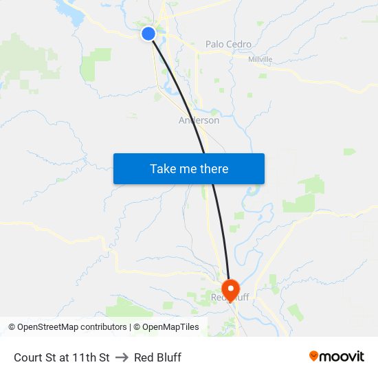 Court St at 11th St to Red Bluff map