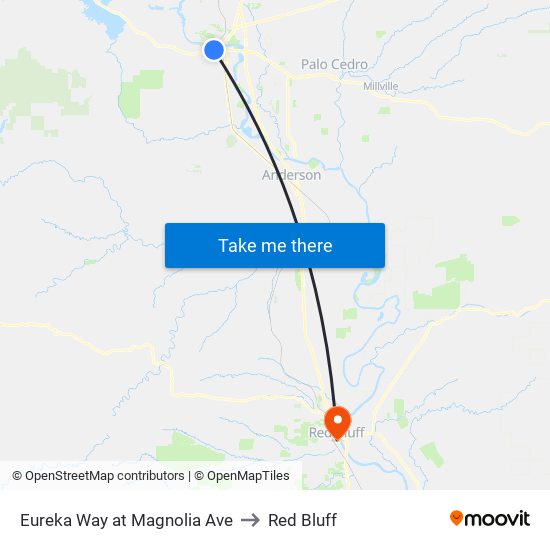 Eureka Way at Magnolia Ave to Red Bluff map