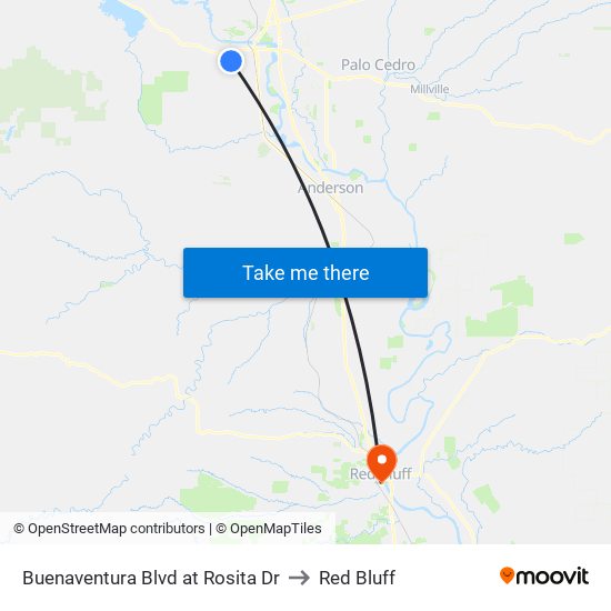 Buenaventura Blvd at Rosita Dr to Red Bluff map