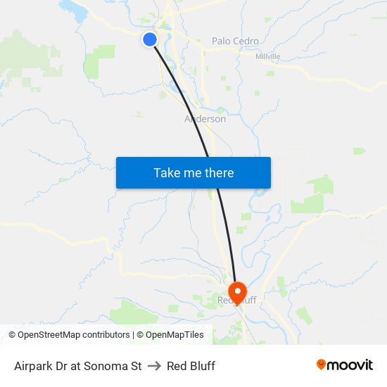 Airpark Dr at Sonoma St to Red Bluff map