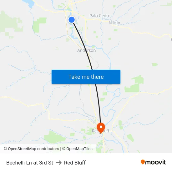 Bechelli Ln at 3rd St to Red Bluff map