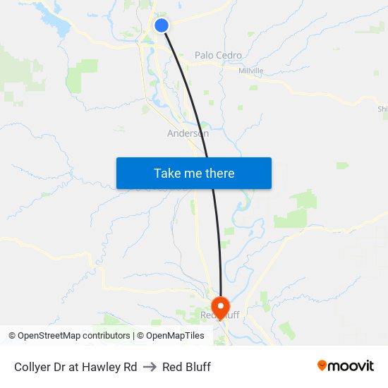 Collyer Dr at Hawley Rd to Red Bluff map