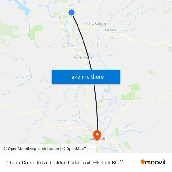 Churn Creek Rd at Golden Gate Trail to Red Bluff map