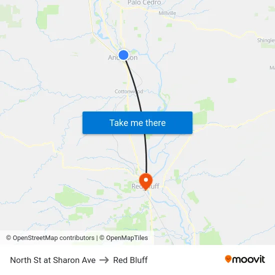 North St at Sharon Ave to Red Bluff map