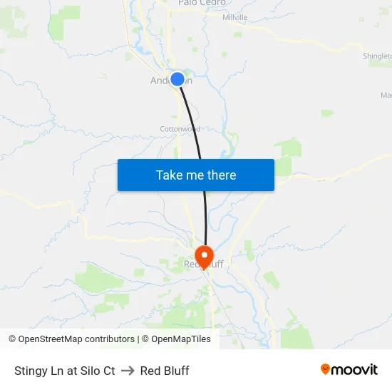 Stingy Ln at Silo Ct to Red Bluff map