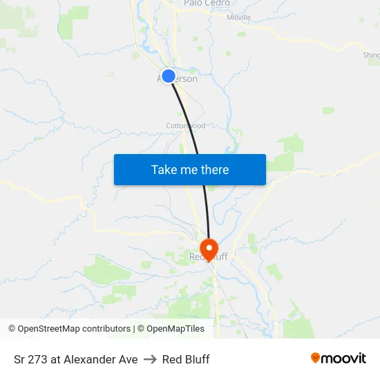 Sr 273 at Alexander Ave to Red Bluff map