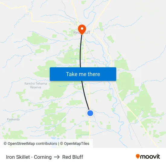 Iron Skillet - Corning to Red Bluff map