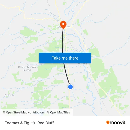 Toomes & Fig to Red Bluff map