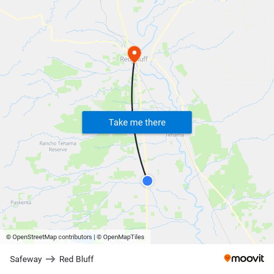 Safeway to Red Bluff map