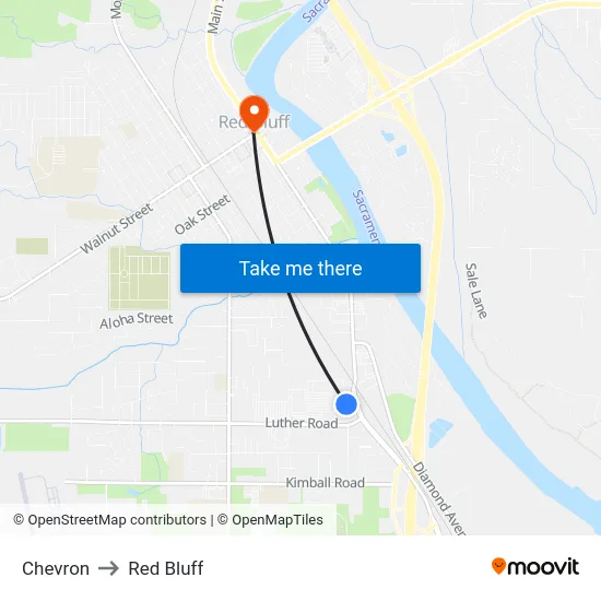 Chevron to Red Bluff map
