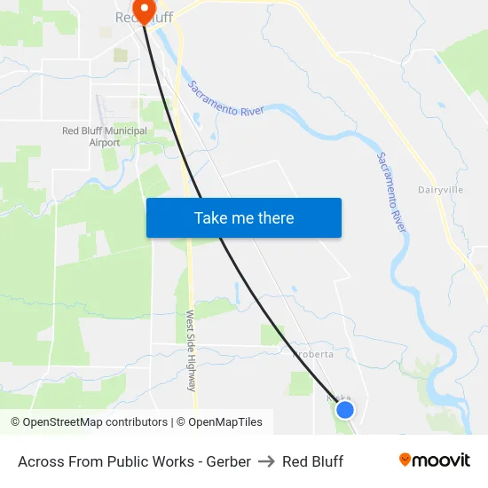 Across From Public Works - Gerber to Red Bluff map