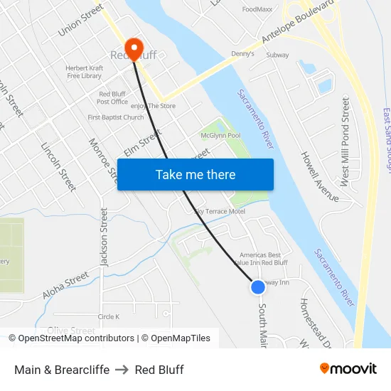 Main & Brearcliffe to Red Bluff map