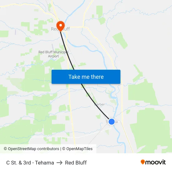 C St. & 3rd - Tehama to Red Bluff map