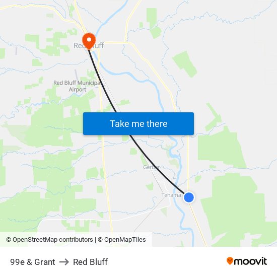 99e & Grant to Red Bluff map