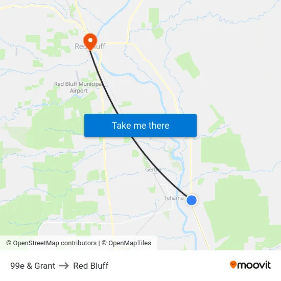 99e & Grant to Red Bluff map