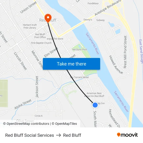 Red Bluff Social Services to Red Bluff map