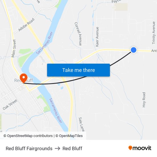 Red Bluff Fairgrounds to Red Bluff map