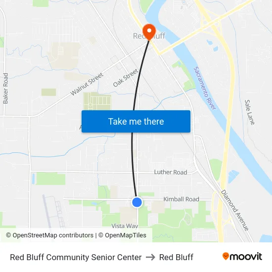 Red Bluff Community Senior Center to Red Bluff map