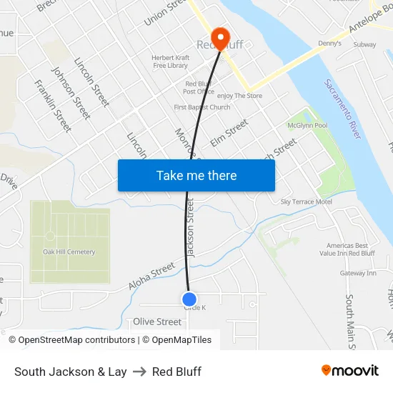 South Jackson & Lay to Red Bluff map