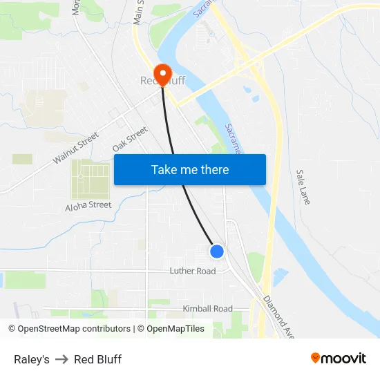 Raley's to Red Bluff map