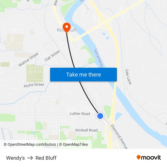 Wendy's to Red Bluff map