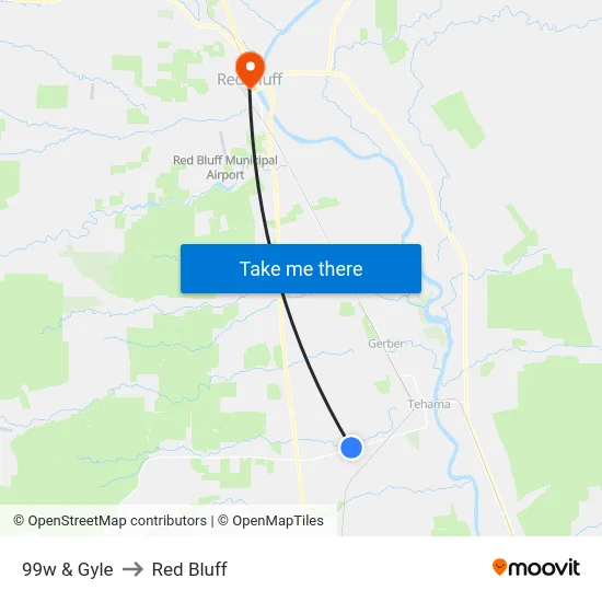 99w & Gyle to Red Bluff map