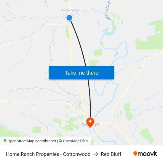 Home Ranch Properties - Cottonwood to Red Bluff map