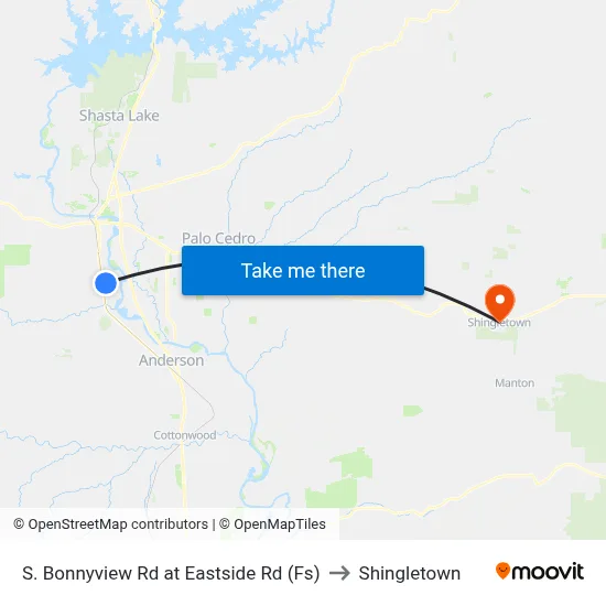S. Bonnyview Rd at Eastside Rd (Fs) to Shingletown map