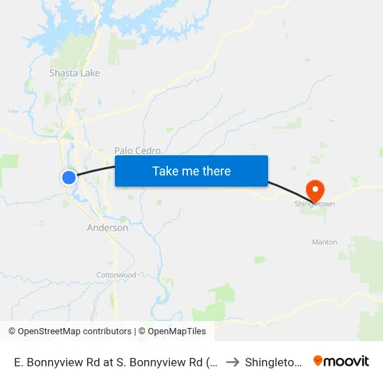 E. Bonnyview Rd at S. Bonnyview Rd (Fs) to Shingletown map