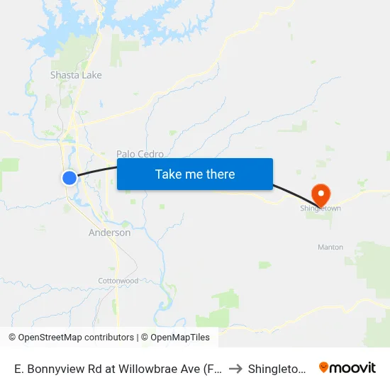 E. Bonnyview Rd at Willowbrae Ave (Fs) to Shingletown map