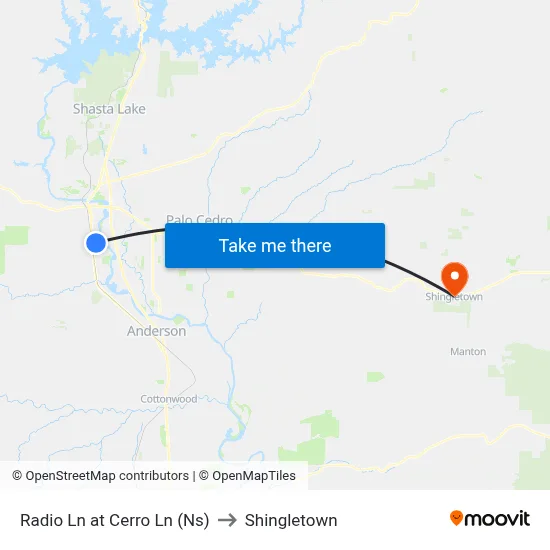 Radio Ln at Cerro Ln (Ns) to Shingletown map