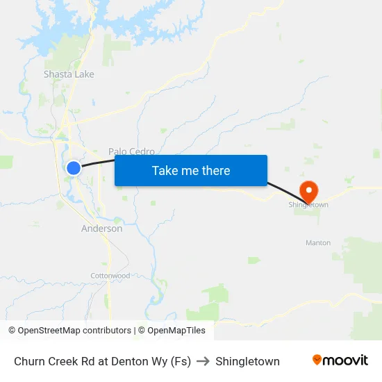 Churn Creek Rd at Denton Wy (Fs) to Shingletown map