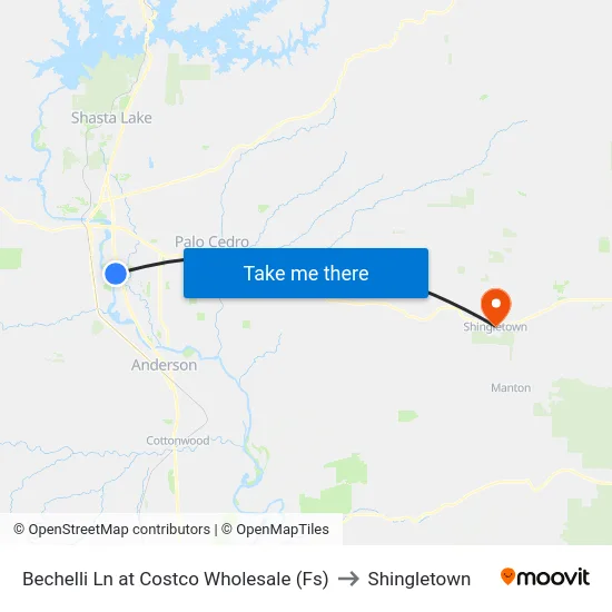 Bechelli Ln at Costco Wholesale (Fs) to Shingletown map