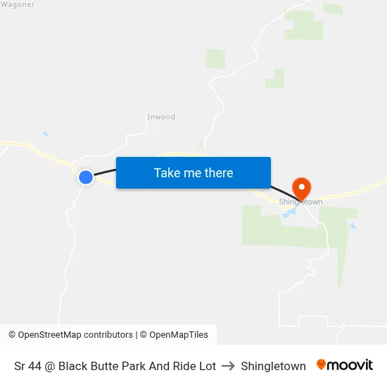 Sr 44 @ Black Butte Park And Ride Lot to Shingletown map