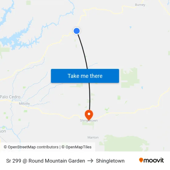 Sr 299 @ Round Mountain Garden to Shingletown map