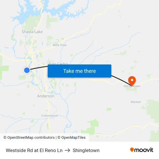 Westside Rd at El Reno Ln to Shingletown map