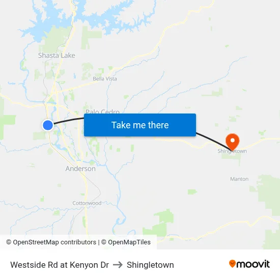 Westside Rd at Kenyon Dr to Shingletown map
