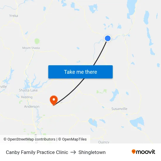 Canby Family Practice Clinic to Shingletown map