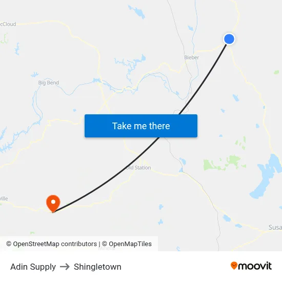 Adin Supply to Shingletown map
