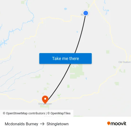 Mcdonalds Burney to Shingletown map