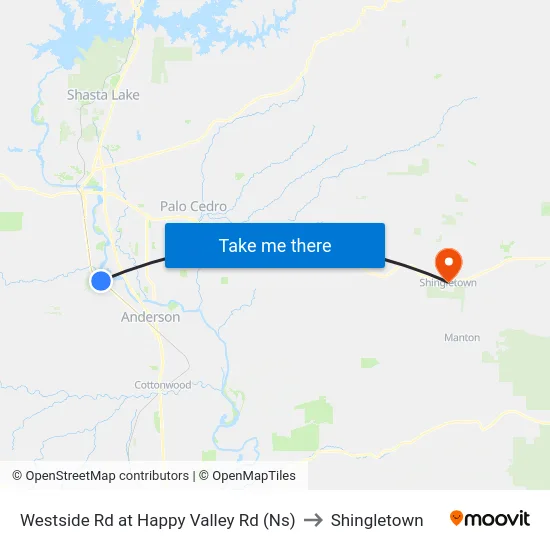 Westside Rd at Happy Valley Rd (Ns) to Shingletown map